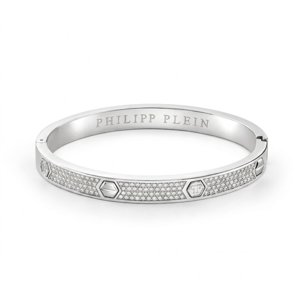 PHILIP PLEIN cuff bracelet featuring white Preciosa crystals available at Lestyle Boutique Melbourne