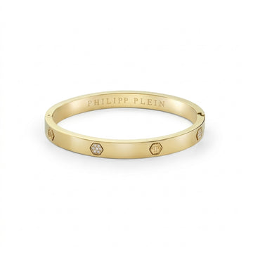 Philipp Plein cuff bangle featuring hexagon detail with white crystal embellishments available at Lestyle Boutique Melbourne
