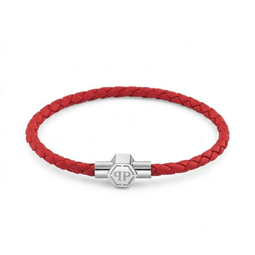 Philipp Plein braided strap bracelet featuring engraved logo and secure clasp fastening available at Lestyle Boutique Melbourne