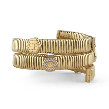 Philipp Plein snake hexagon bracelet featuring white crystal stones available at Lestyle Boutique Melbourne