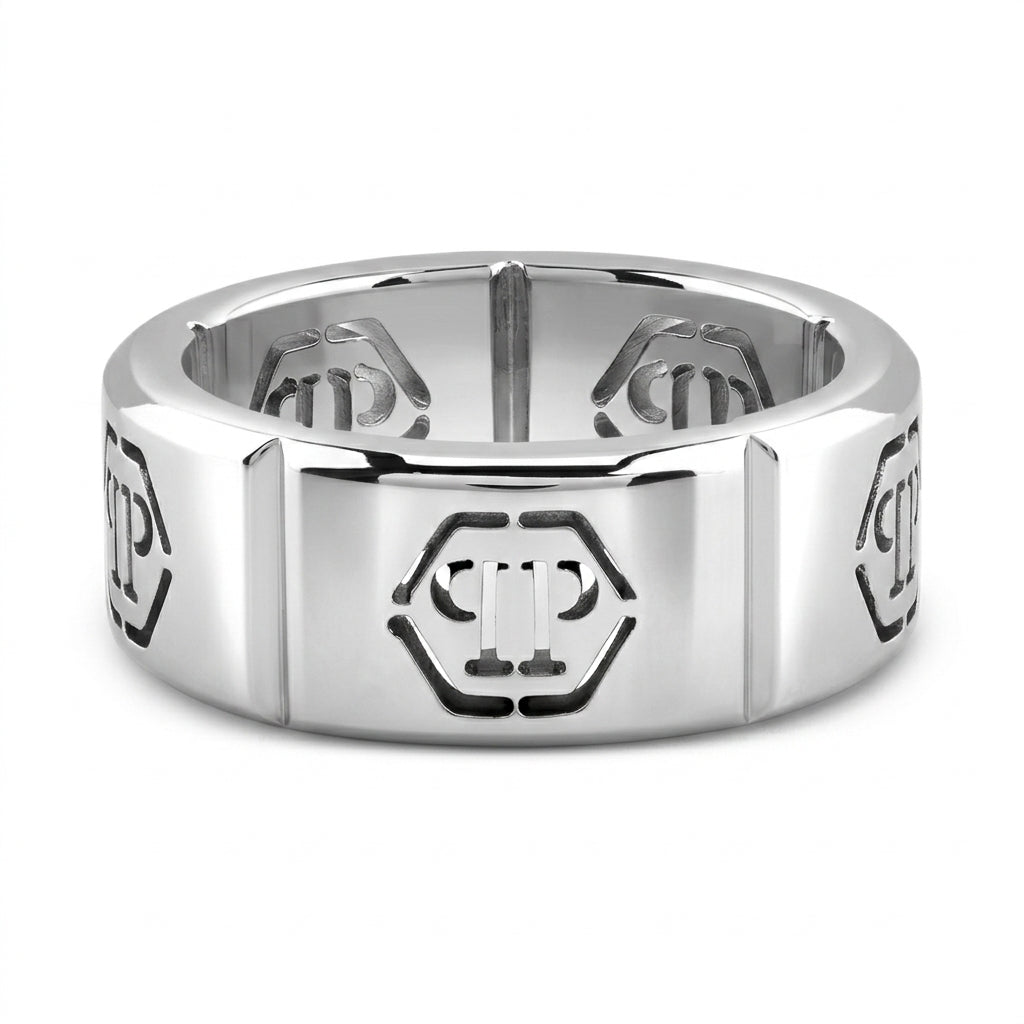 Philipp Plein ring featuring polished finish with engraved logo available at Lestyle Boutique Melbourne