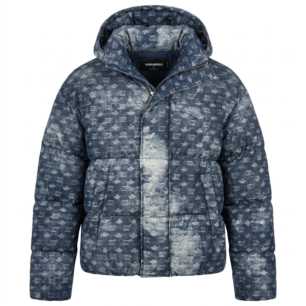 DSQUARED2 puffer jacket featuring monogram all-over print available at Lestyle Boutique Melbourne