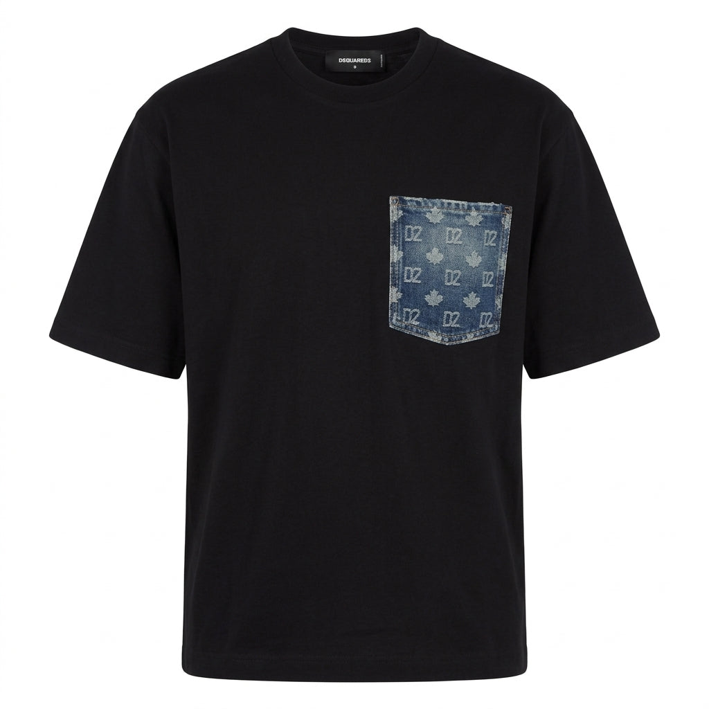 dsquared2 denim loose fit t-shirt featuring monogram patch available at Lestyle Boutique Melbourne