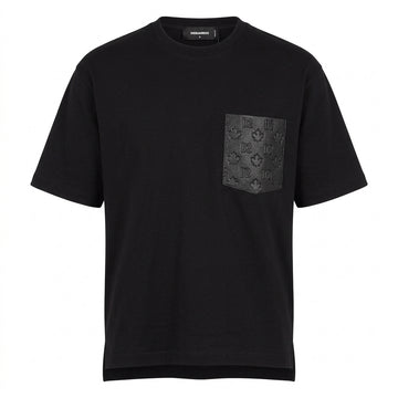 DSquared2 leather pocket loose fit t-shirt featuring front leather pocket available at Lestyle Boutique Melbourne