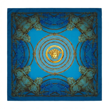 Versace silk scarf featuring intricate lion and chain design available at Lestyle Boutique Melbourne