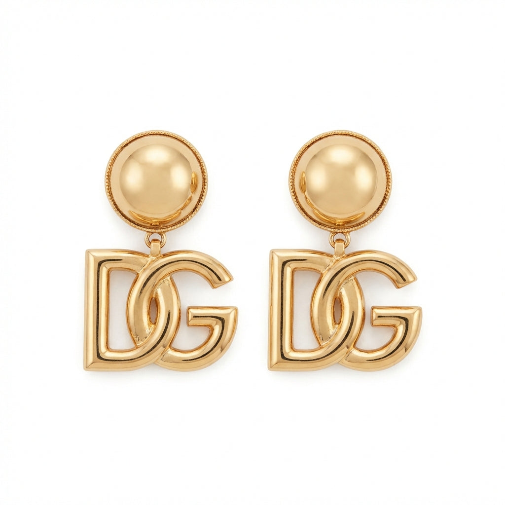 Dolce & Gabbana earrings featuring gold-tone D&G logo available at Lestyle Boutique Melbourne