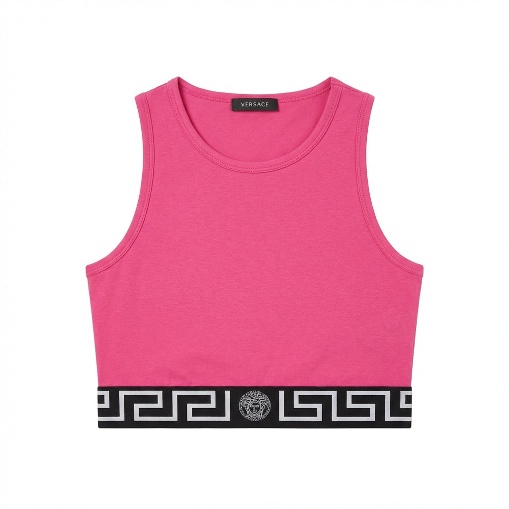 Versace women’s top featuring a bold logo waistband available at Lestyle Boutique Melbourne