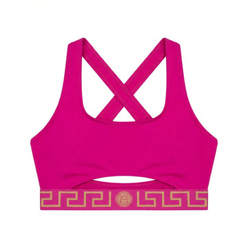 Versace pink sports bra featuring Greek key design available at Lestyle Boutique Melbourne