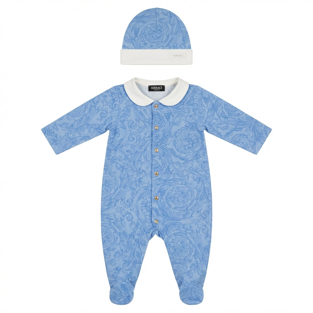 VERSACE KIDS romper and beanie featuring stylish fabric available at Lestyle Boutique Melbourne