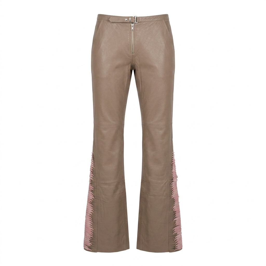 Versace Jeans Couture leather pants featuring pink flame embroidery available at Lestyle Boutique Melbourne