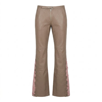 Versace Jeans Couture leather pants featuring pink flame embroidery available at Lestyle Boutique Melbourne