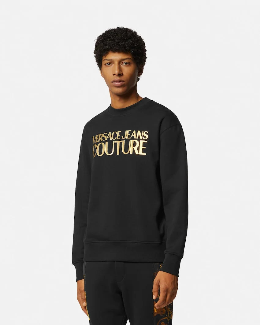 Versace Jeans Couture sweatshirt featuring logo in black/gold available at Lestyle Boutique Melbourne