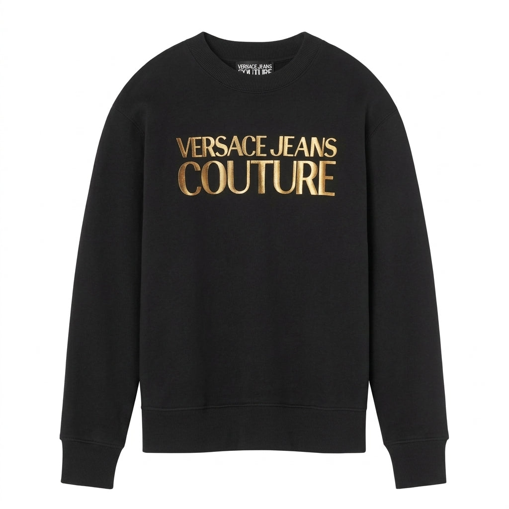 Versace Jeans Couture sweatshirt featuring logo in black/gold available at Lestyle Boutique Melbourne
