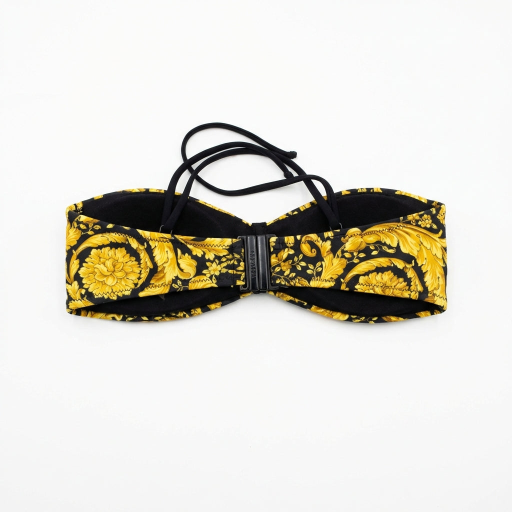 Versace bikini top featuring a bold floral pattern available at Lestyle Boutique Melbourne