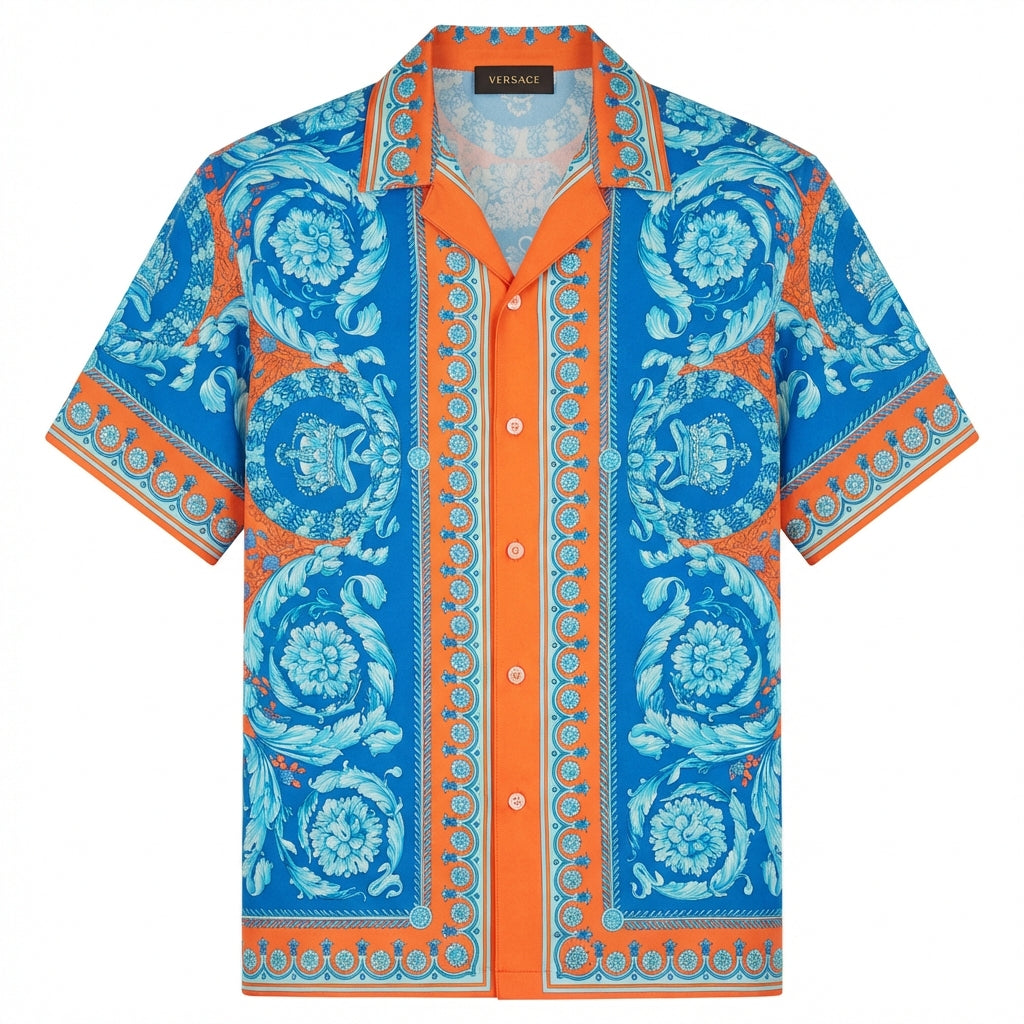 Versace printed kids shirt featuring bold floral patterns available at Lestyle Boutique Melbourne