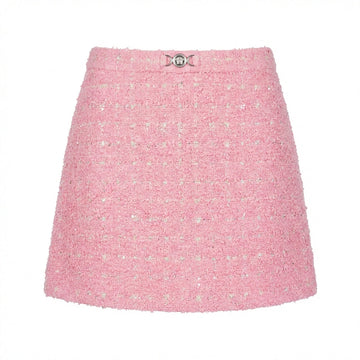 Versace tweed A-line skirt featuring gold accents available at Lestyle Boutique Melbourne