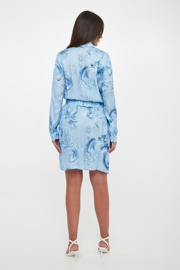 VERSACE Jeans Couture shirt dress featuring blue print available at Lestyle Boutique Melbourne