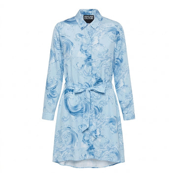 VERSACE Jeans Couture shirt dress featuring blue print available at Lestyle Boutique Melbourne