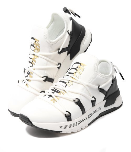 Versace Jeans Couture sneakers featuring black strap accents available at Lestyle Boutique Melbourne