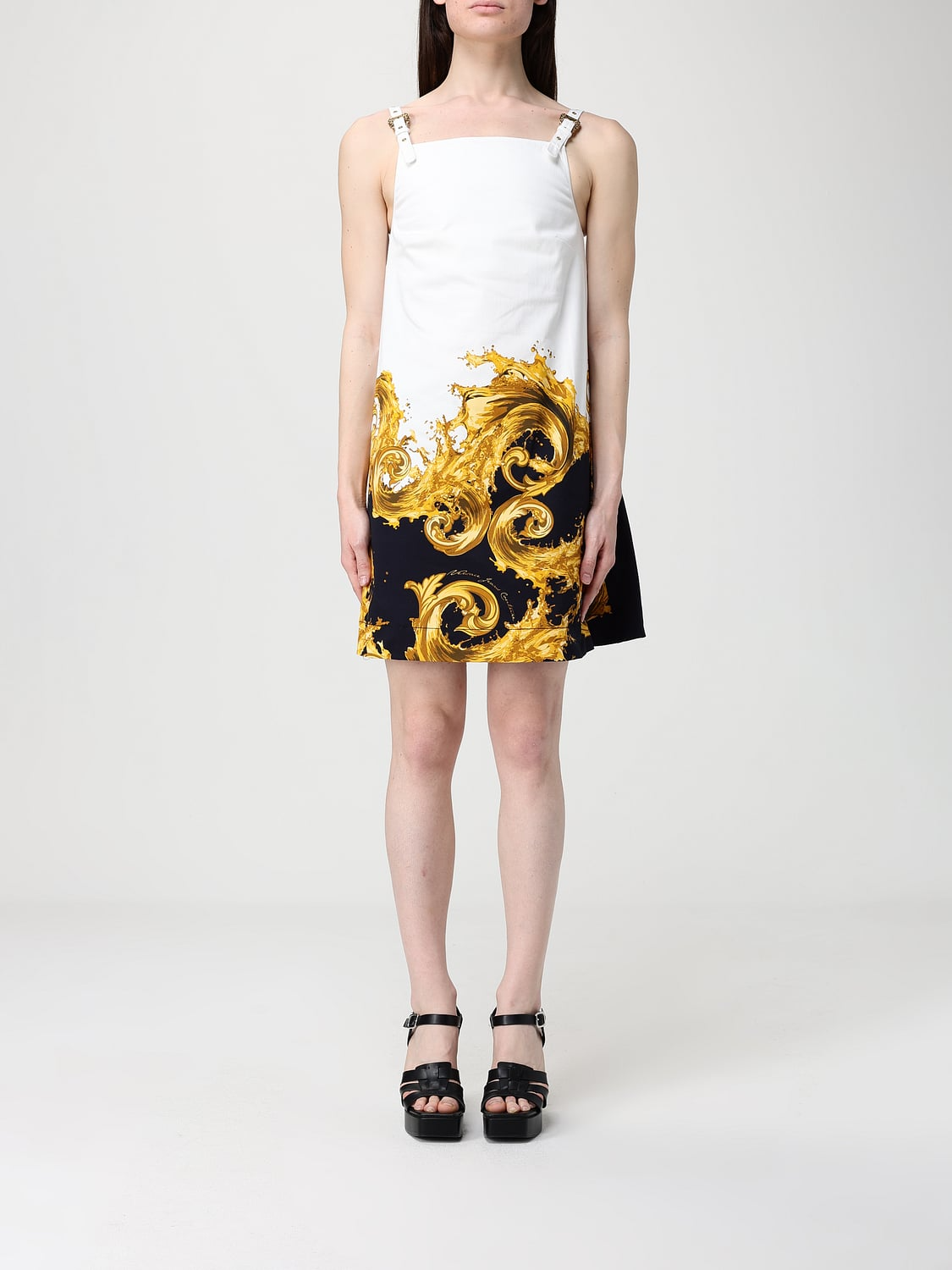 VERSACE JEANS COUTURE dress featuring baroque-inspired gold print available at Lestyle Boutique Melbourne