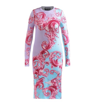VERSACE Jeans Couture dress featuring all-over baroque print available at Lestyle Boutique Melbourne