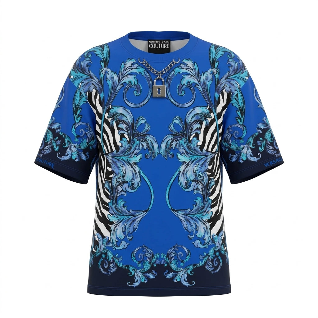 VERSACE Jeans Couture T-shirt featuring baroque zebra graphic available at Lestyle Boutique Melbourne