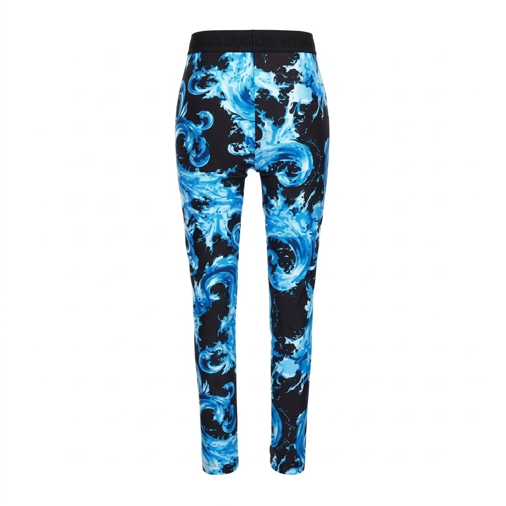 Versace Jeans Couture leggings featuring graphic blue print available at Lestyle Boutique Melbourne