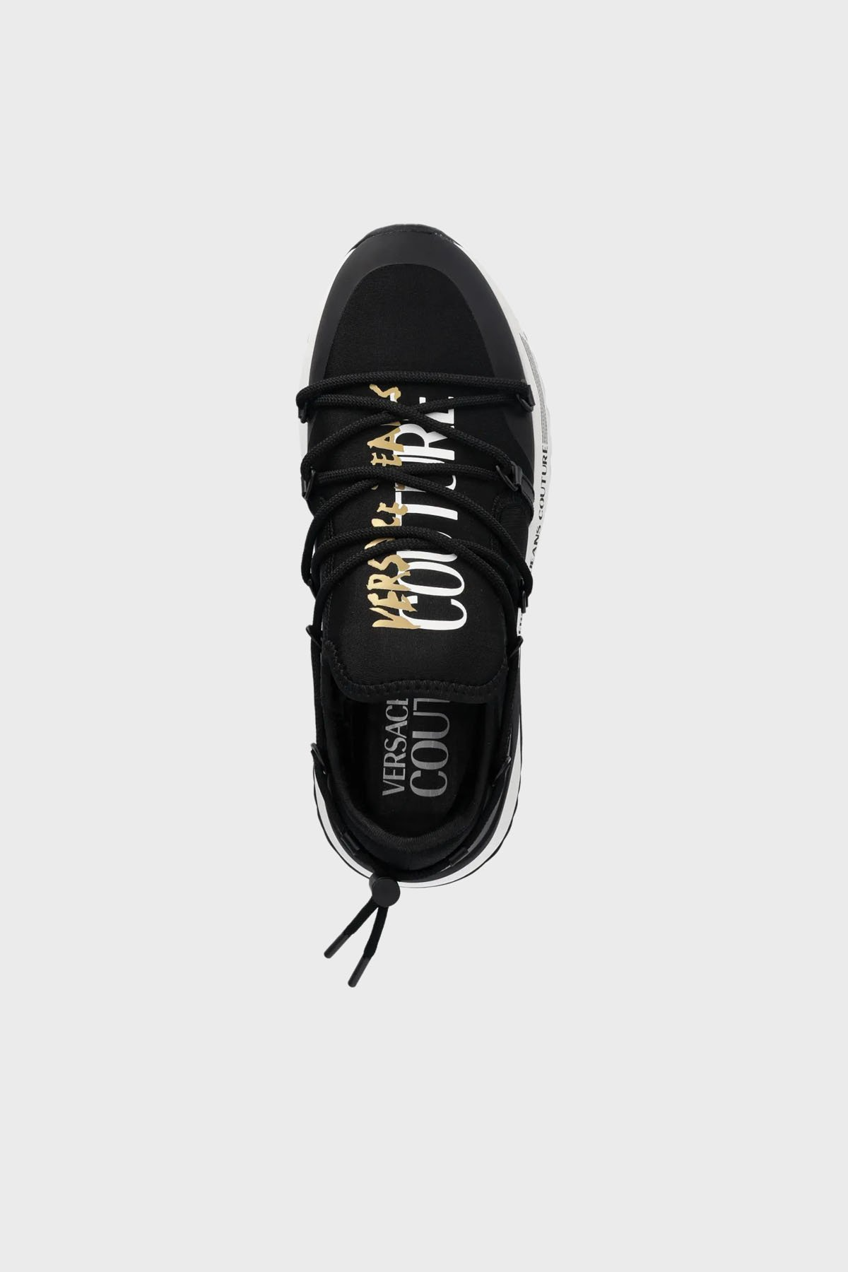 VERSACE Jeans Couture sneakers featuring black leather look and lace-up design available at Lestyle Boutique Melbourne