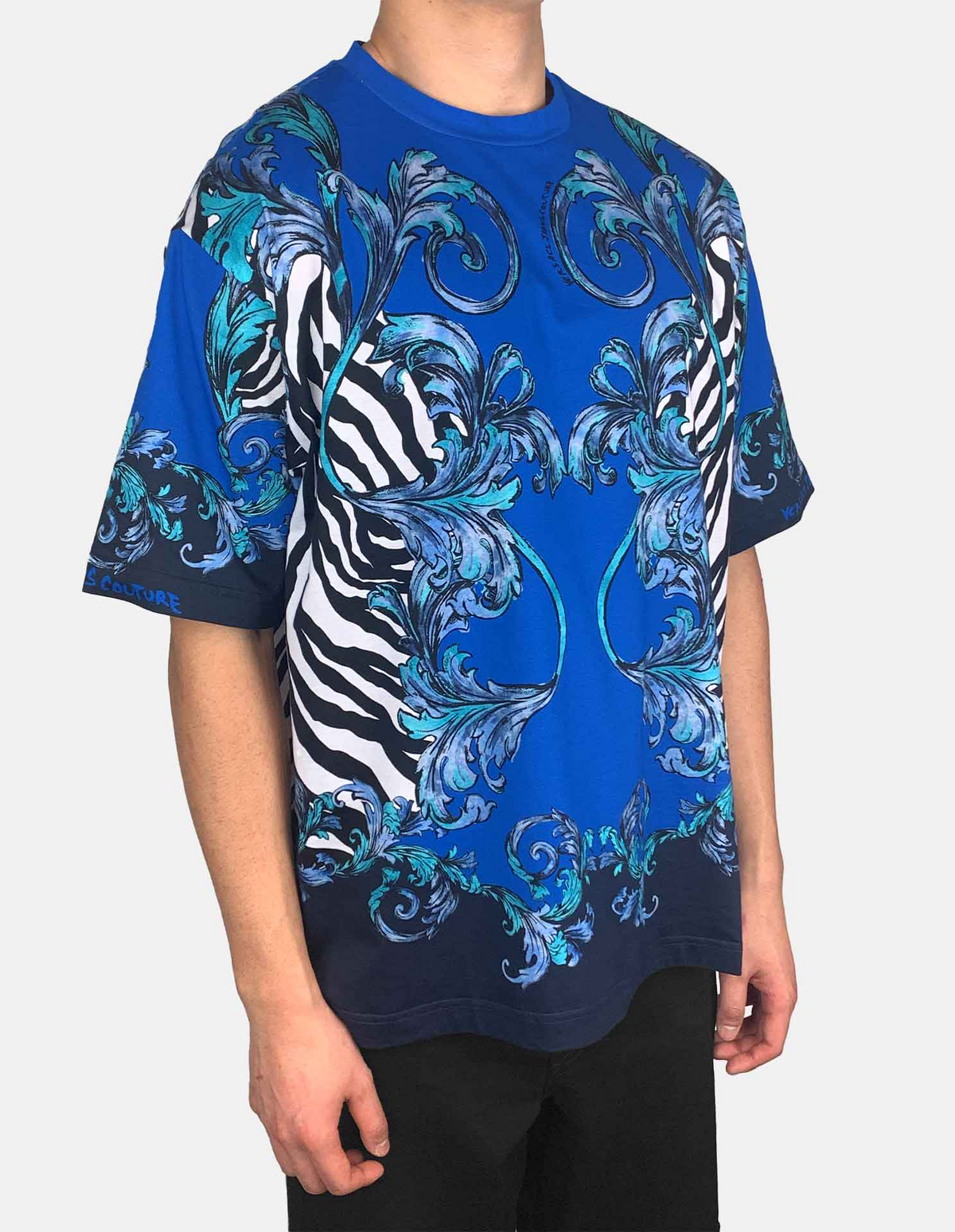 VERSACE Jeans Couture T-shirt featuring baroque zebra graphic available at Lestyle Boutique Melbourne