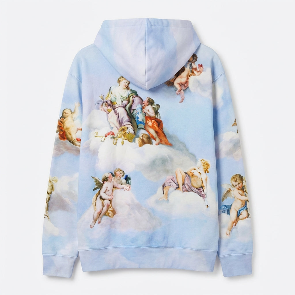 Moschino hoodie featuring angelic and mythological artwork available at Lestyle Boutique Melbourne