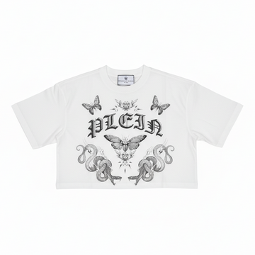 Philipp Plein junior girl T-shirt featuring butterfly and snake graphic available at Lestyle Boutique Melbourne
