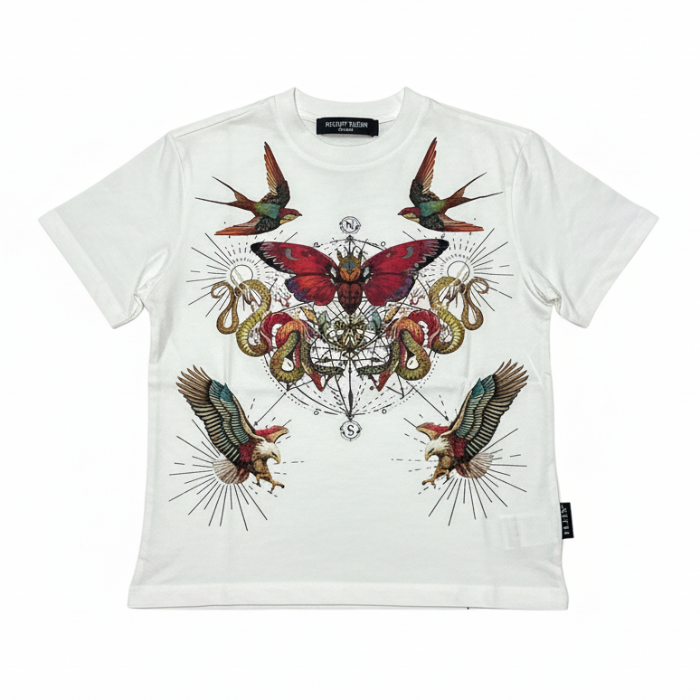 Philipp Plein junior girl t-shirt featuring artistic bird and snake design available at Lestyle Boutique Melbourne