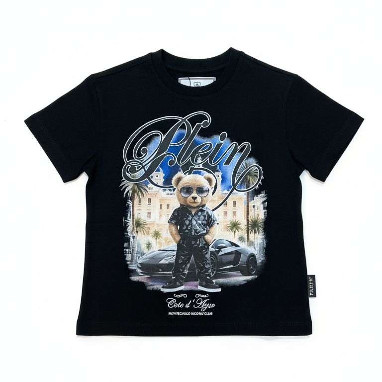 Philipp Plein junior boy t-shirt featuring a bear with sunglasses available at Lestyle Boutique Melbourne