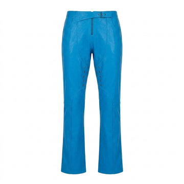 Versace Jeans Couture leather pants featuring a bold blue color available at Lestyle Boutique Melbourne