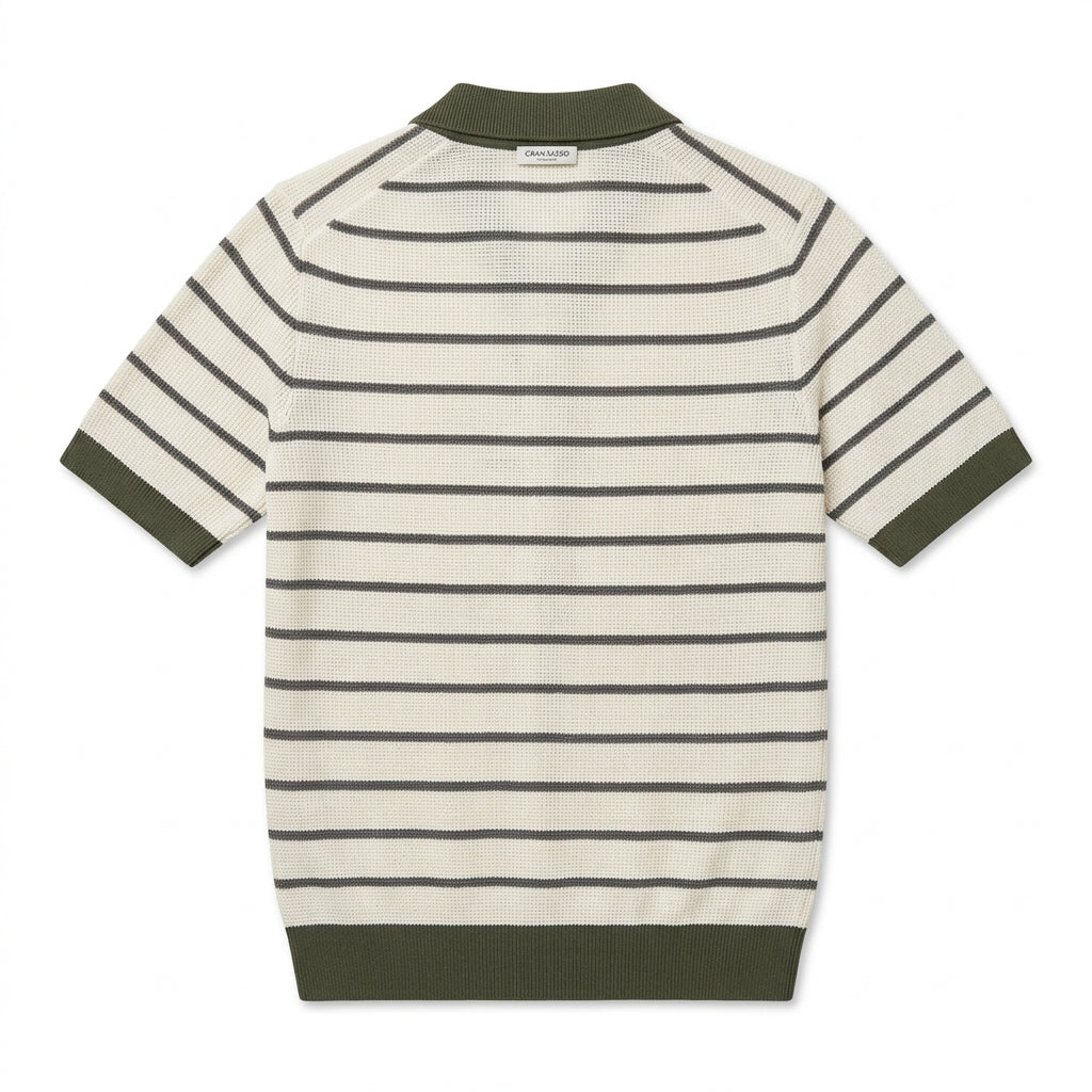 GRAN SASSO polo shirt featuring striped knit design available at Lestyle Boutique Melbourne