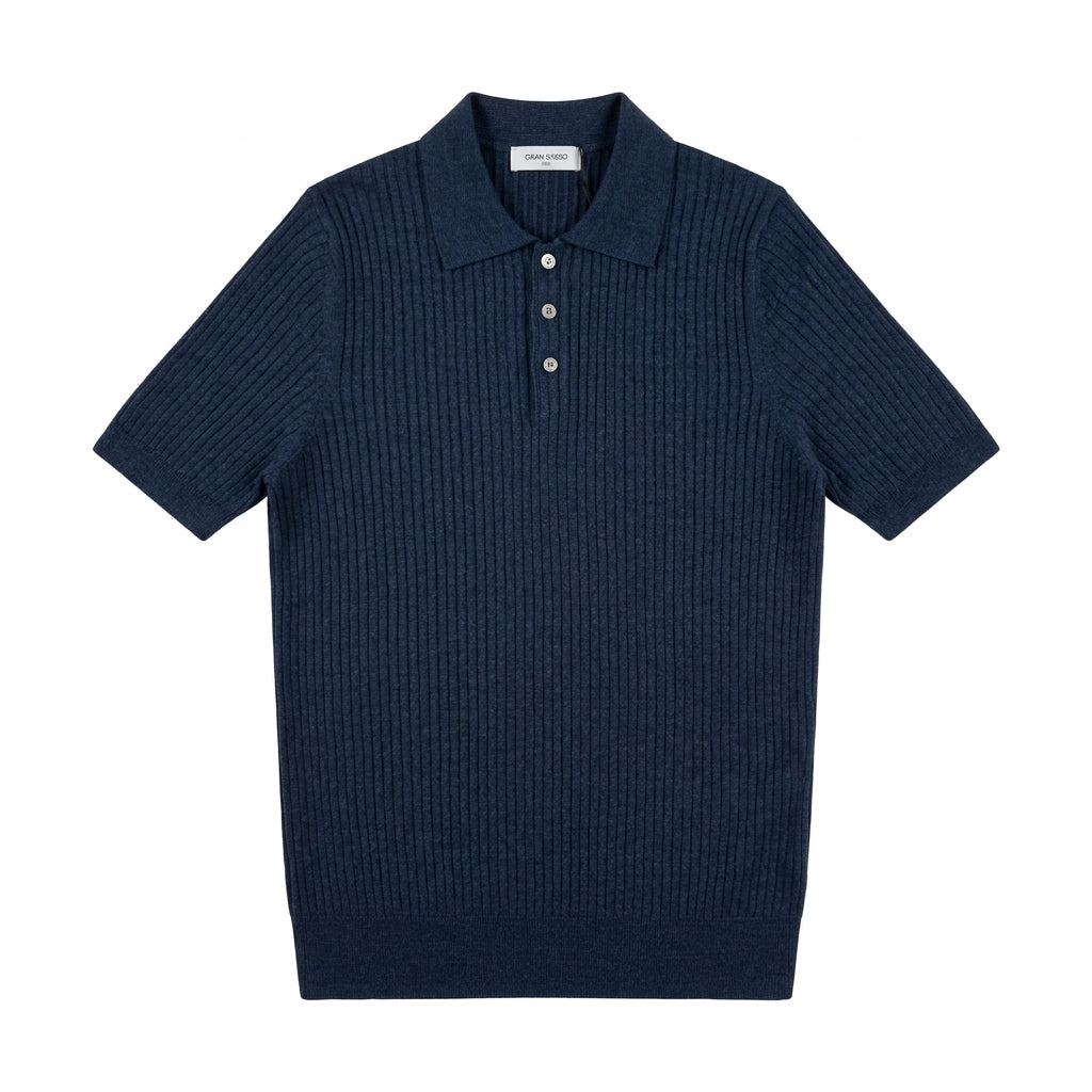 GRAN SASSO polo shirt featuring ribbed knit texture available at Lestyle Boutique Melbourne