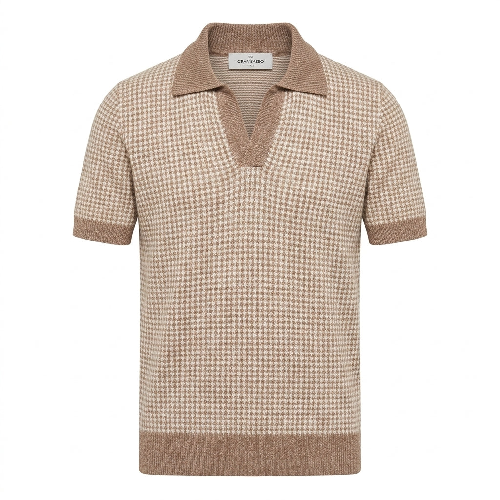 GRAN SASSO polo shirt featuring houndstooth knit available at Lestyle Boutique Melbourne