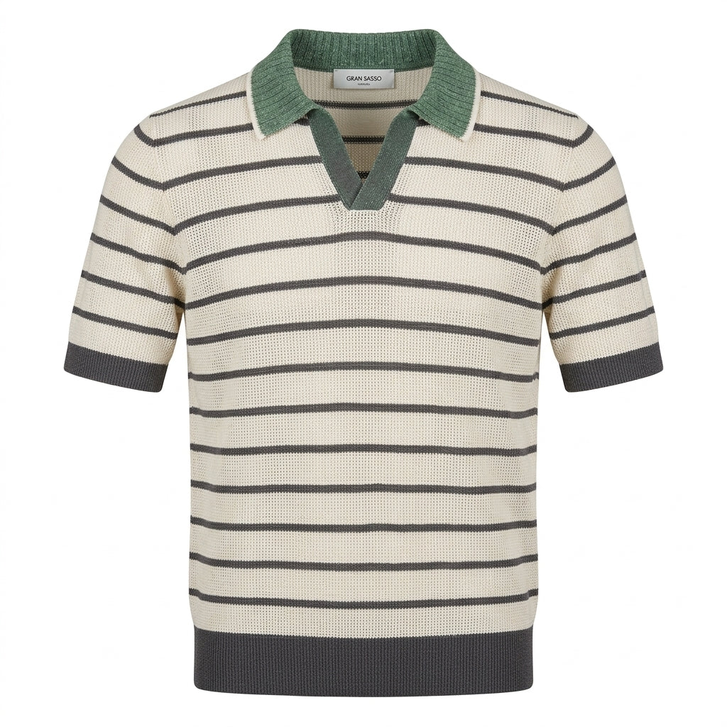 GRAN SASSO polo shirt featuring striped knit design available at Lestyle Boutique Melbourne