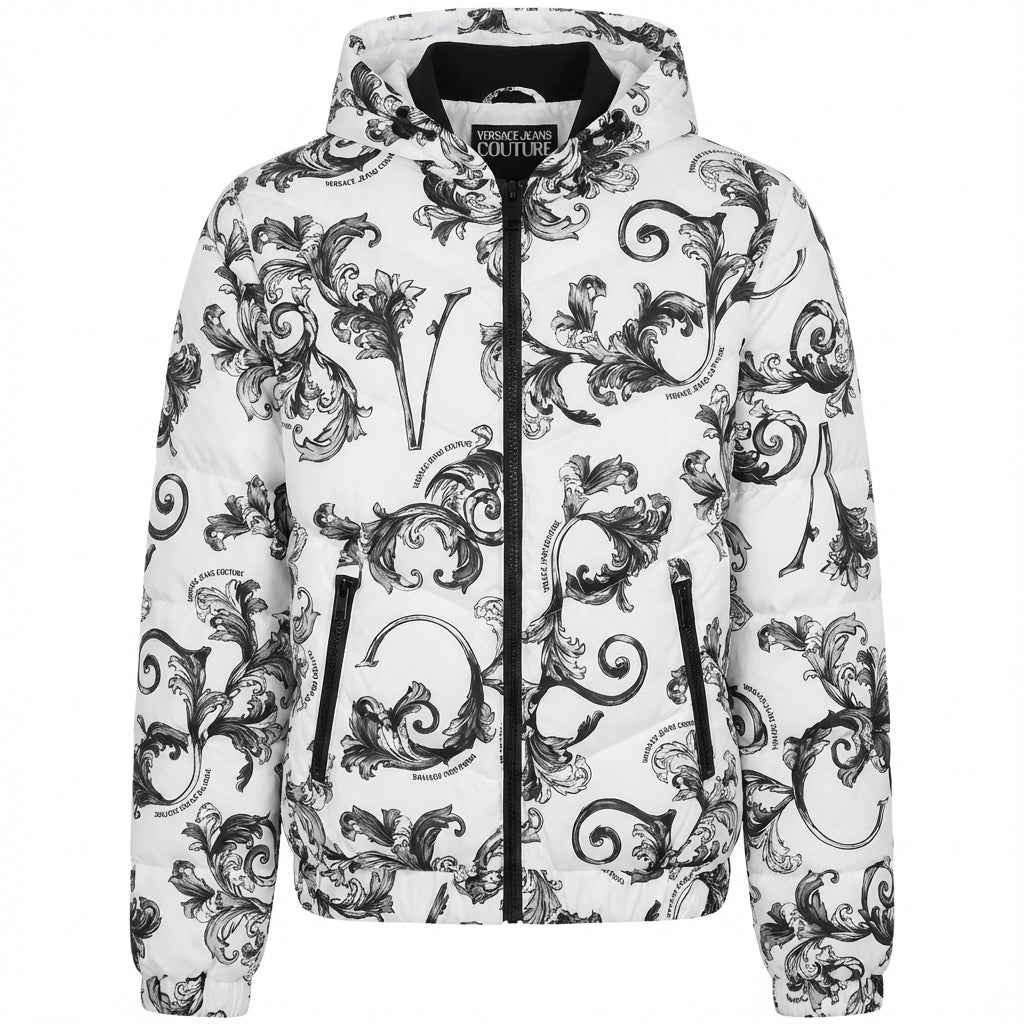 Versace Jeans Couture black and white barocco puffer available at Lestyle Boutique Melbourne