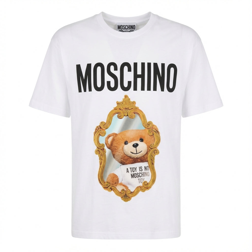 Moschino teddy bear graphic T-shirt featuring playful design, available at Lestyle Boutique Melbourne