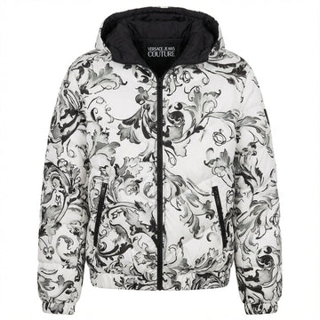 Versace Jeans Couture puffer jacket featuring black and white Barocco pattern available at Lestyle Boutique Melbourne