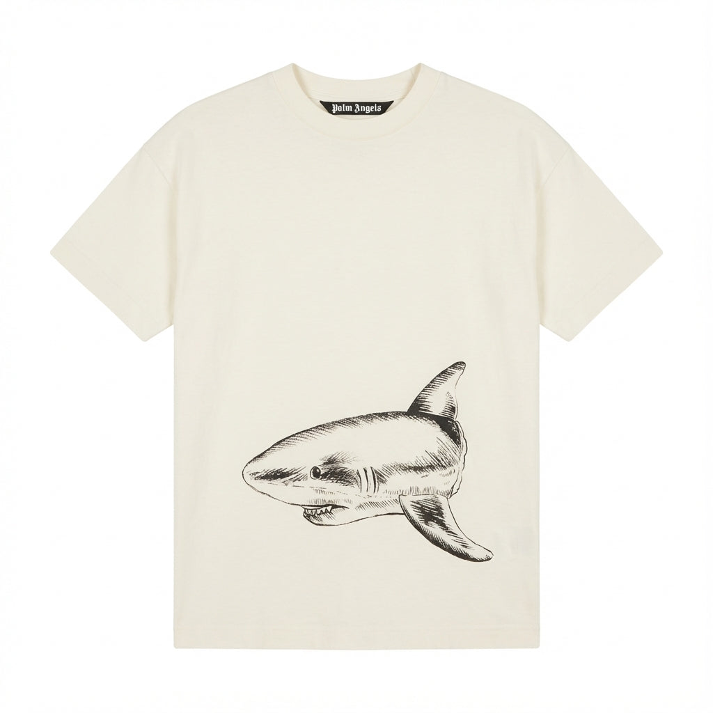 Palm Angels T-Shirt featuring a shark graphic available at Lestyle Boutique Melbourne