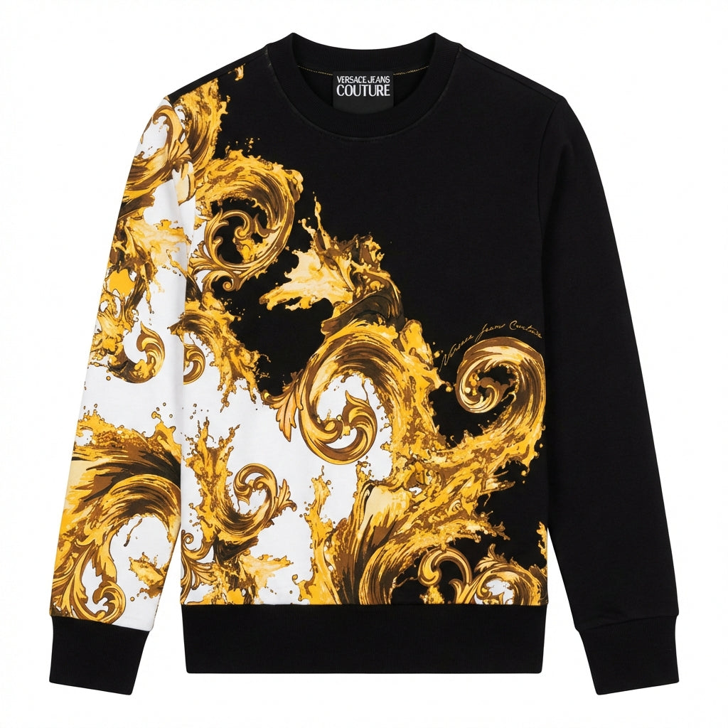 Versace Jeans Couture sweatshirt featuring gold and black swirl design available at Lestyle Boutique Melbourne