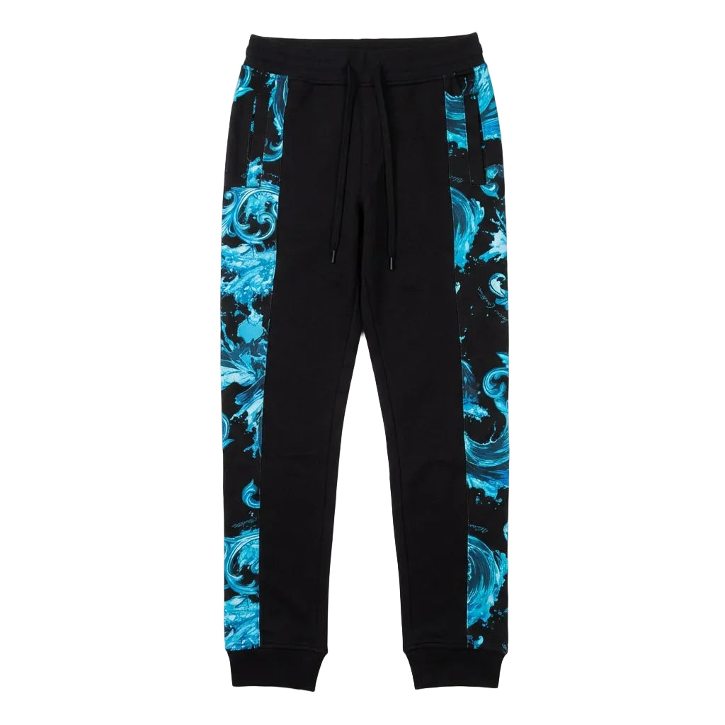 Versace Jeans Couture sweatpants featuring a blue wave pattern available at Lestyle Boutique Melbourne