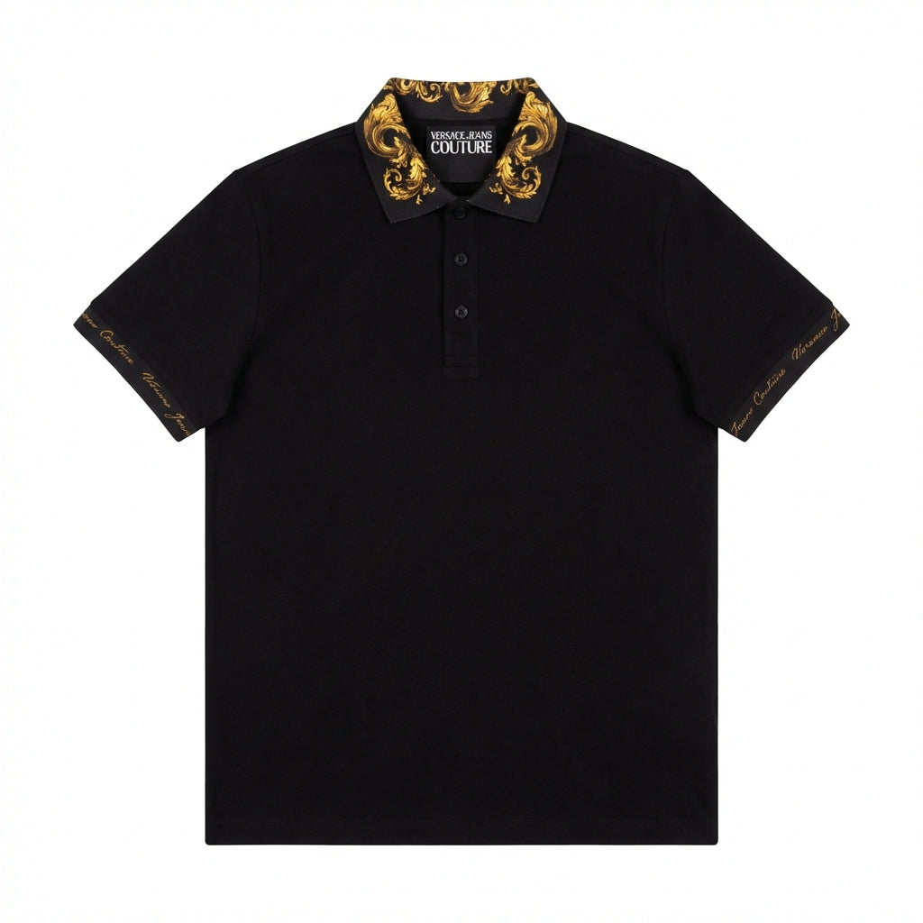 Versace Jeans Couture men's polo featuring baroque print details available at Lestyle Boutique Melbourne