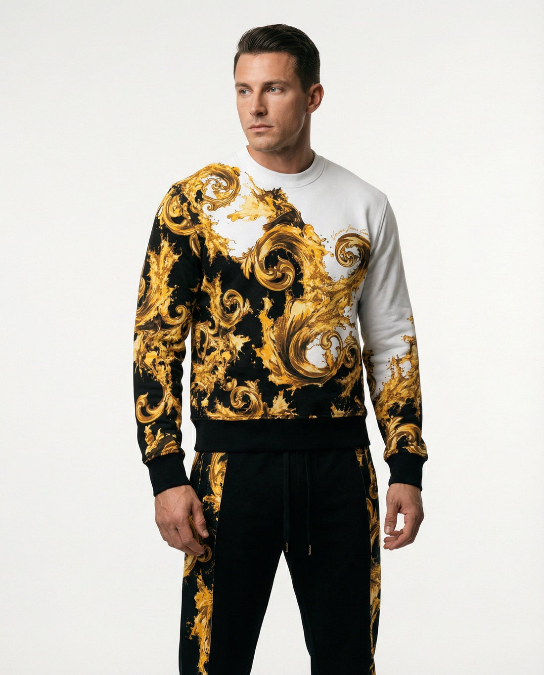 Versace Jeans Couture mens sweatshirt with bold baroque print available at Lestyle Boutique Melbourne