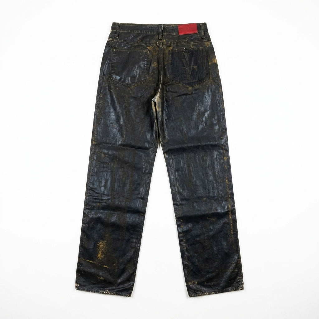 Versace Jeans Couture leather pants featuring distressed design available at Lestyle Boutique Melbourne