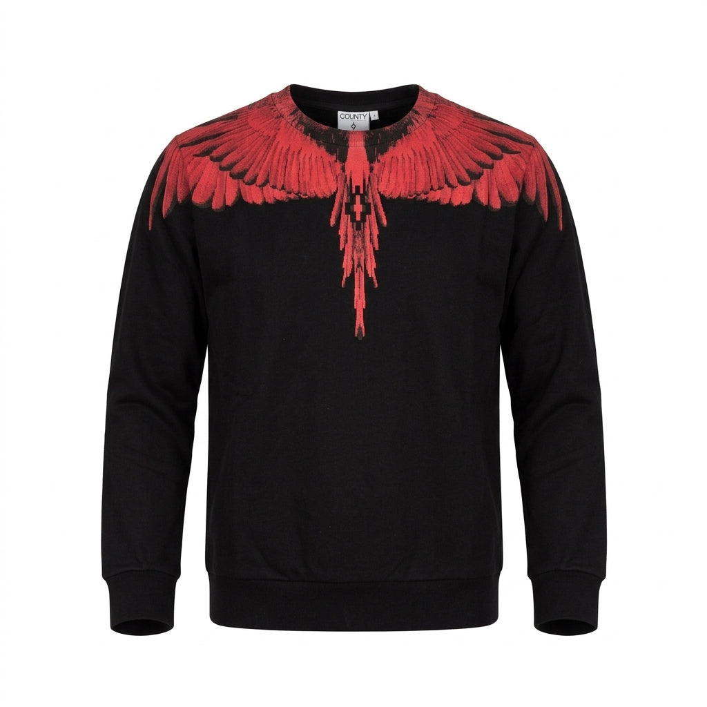 MARCELO BURLON sweatshirt featuring red winged eagle graphic available at Lestyle Boutique Melbourne