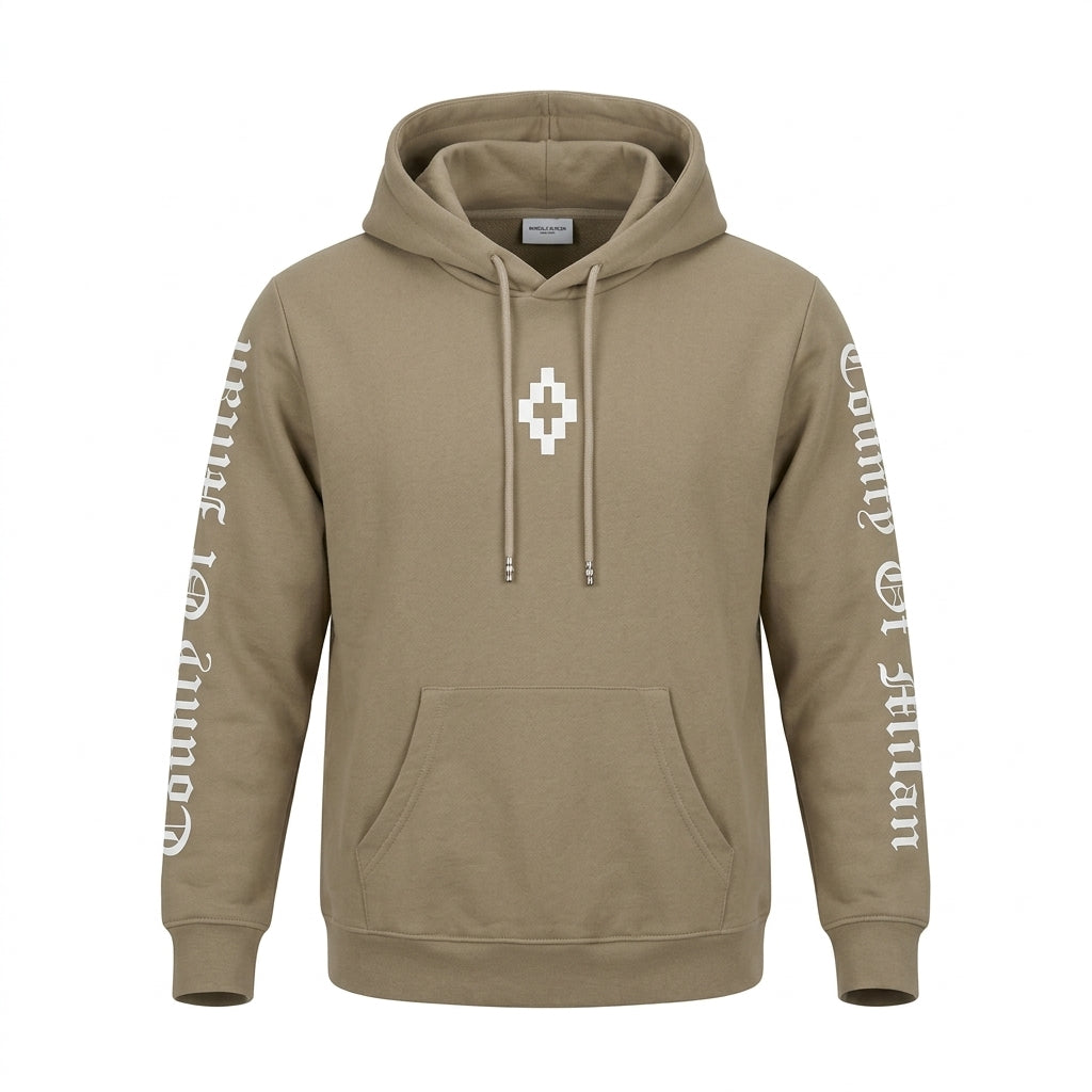 MARCELO BURLON hoodie featuring graphic cross sleeve detailing available at Lestyle Boutique Melbourne
