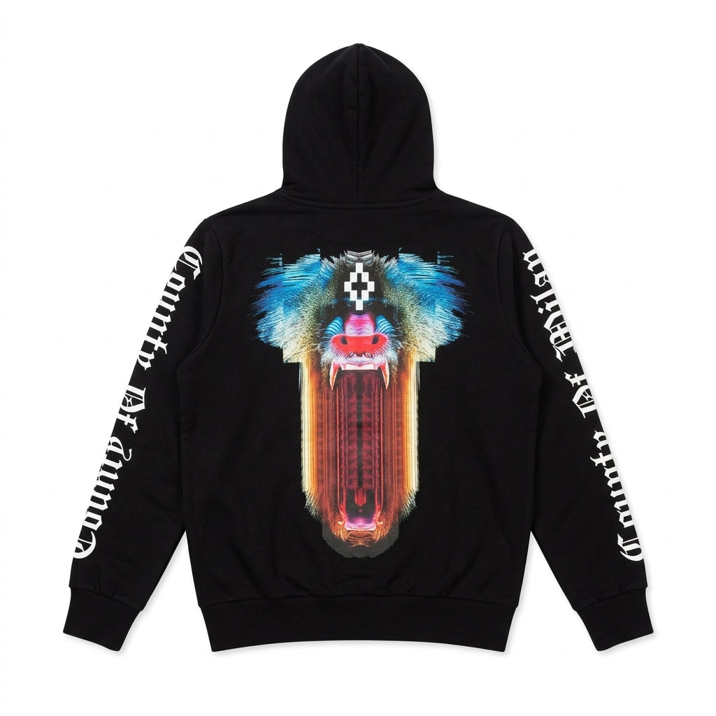 MARCELO BURLON hoodie featuring cross graphic sleeves available at Lestyle Boutique Melbourne